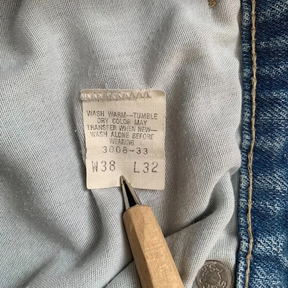 Vintage Levi's Blue Tab Movin' On Distressed Denim Jeans‎ Embroidered Men's 38